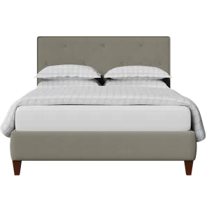 Yushan Buttoned Diagonal upholstered bed in grey fabric - Thumbnail