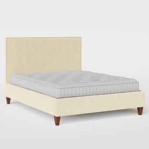 Yushan Buttoned Diagonal upholstered bed in natural fabric - Thumbnail