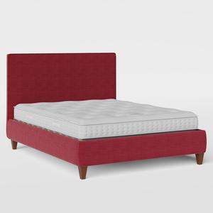 Yushan with Piping upholstered bed in cherry fabric - Thumbnail