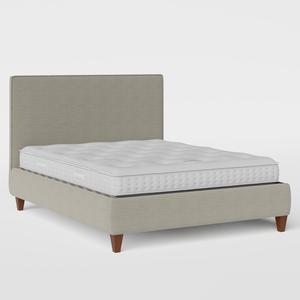 Yushan with Piping upholstered bed in grey fabric - Thumbnail