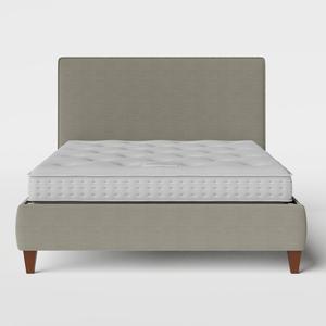 Yushan with Piping upholstered bed in grey fabric with Juno mattress - Thumbnail