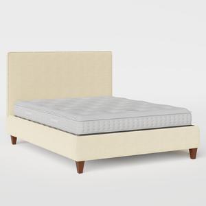 Yushan with Piping upholstered bed in natural fabric - Thumbnail
