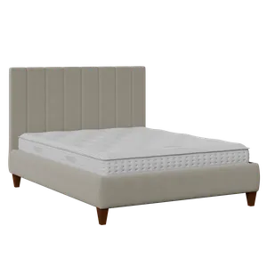 Yushan Pleated upholstered bed in grey fabric - Thumbnail
