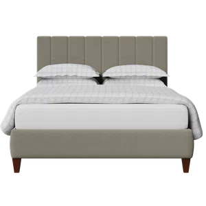 Yushan Pleated upholstered bed in grey fabric - Thumbnail