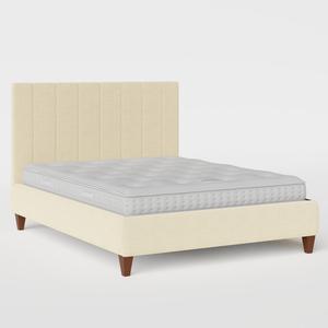 Yushan Pleated upholstered bed in natural fabric - Thumbnail