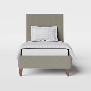 Yushan upholstered single bed in grey fabric - Thumbnail