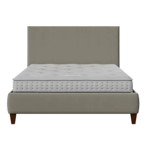 Yushan cama tapizada en tela gris con colchón - Thumbnail