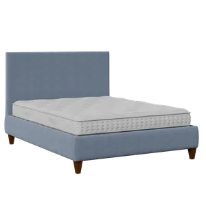 Yushan upholstered bed in blue fabric - Thumbnail