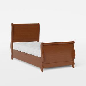 Elliot single wood bed in dark cherry with Juno mattress - Thumbnail