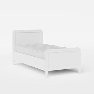 Keats Painted lit simple en bois peint en blanc avec matelas - Thumbnail