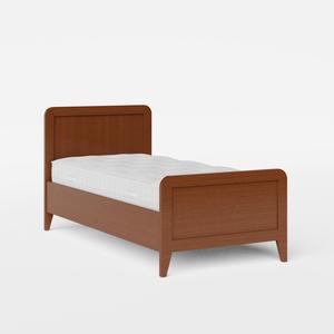 Keats single wood bed in dark cherry with Juno mattress - Thumbnail