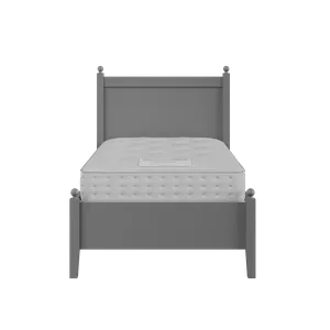 Marbella Low Footend Painted single painted wood bed in grey with Juno mattress - Thumbnail
