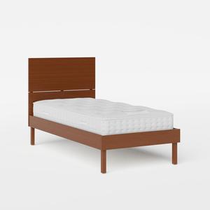 Misaki single wood bed in dark cherry with Juno mattress - Thumbnail