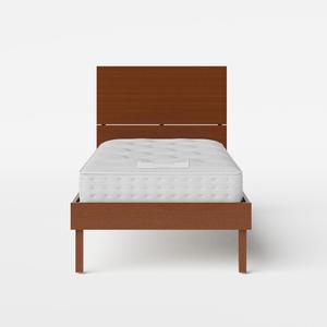 Misaki single wood bed in dark cherry with Juno mattress - Thumbnail