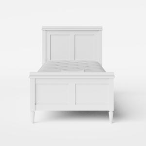 Nocturne Painted lit simple en bois peint en blanc avec matelas - Thumbnail