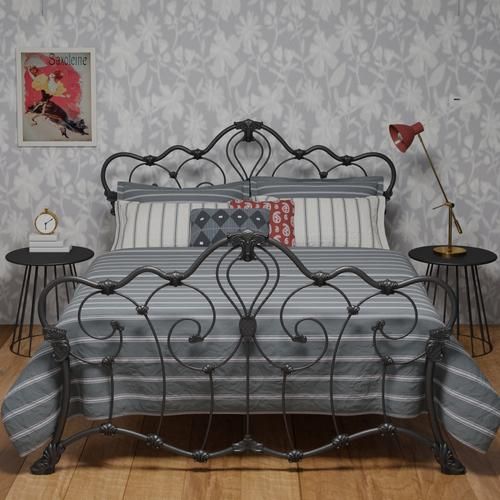 Athalone iron bed frame - Image grey white - Thumbnail