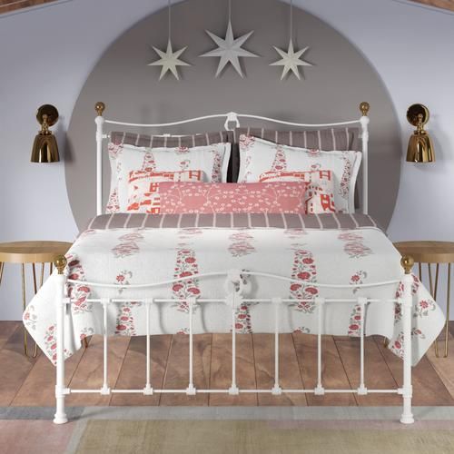 Tulsk low footend iron bed - Image white and gold - Thumbnail