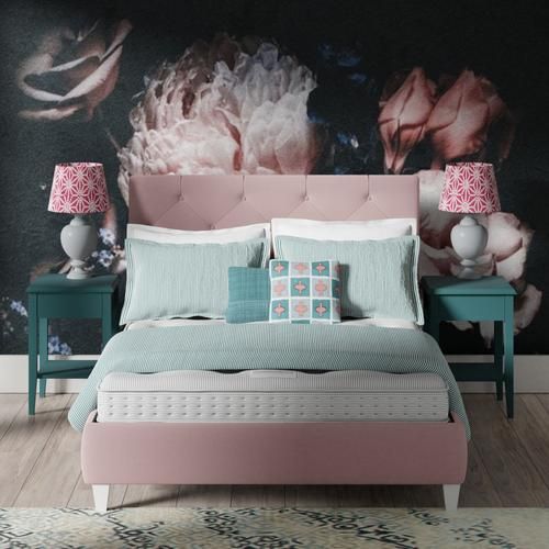 Yushan upholstered bed - Image blue and pink bedroom - Thumbnail