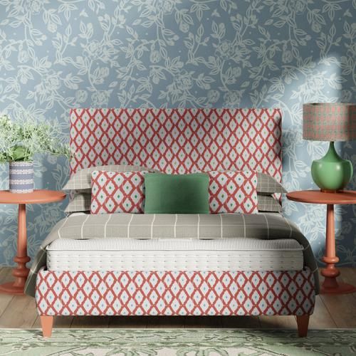 Yushan upholstered bed - Image red and blue bedroom - Thumbnail